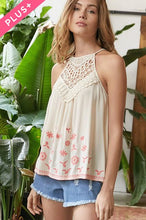 Load image into Gallery viewer, Sleeveless Spaghetti Strap Crochet Embroidered Tank
